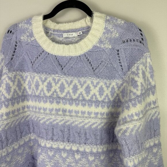 Lush Women's Purple Nordic Long Sleeves Crew Neck Pull Over Sweater Size L NWT - Picture 5 of 9